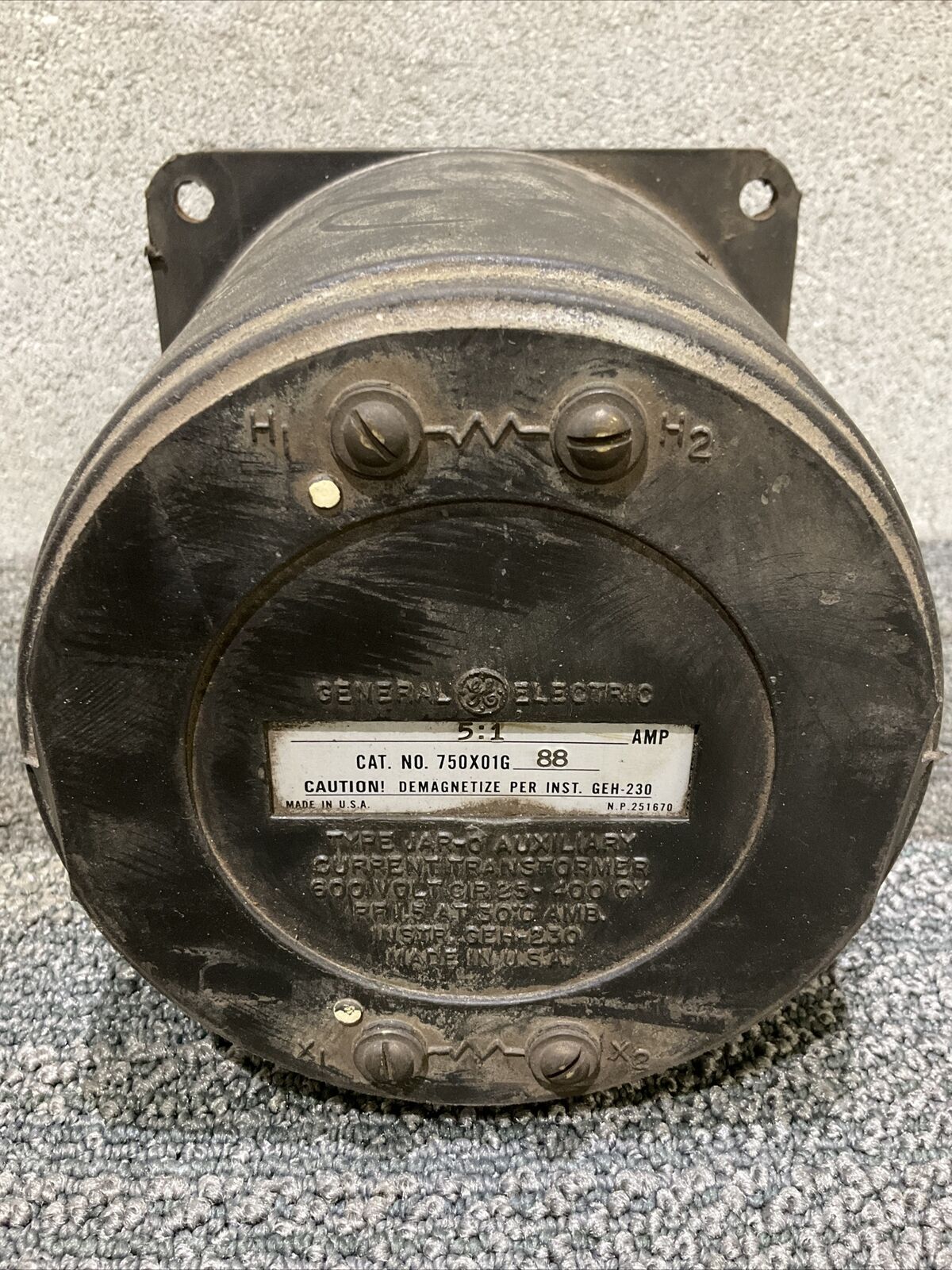 GE GENERAL ELECTRIC 750X01G 88 JAR-O AUXILIARY CURRENT TRANSFORMER 222