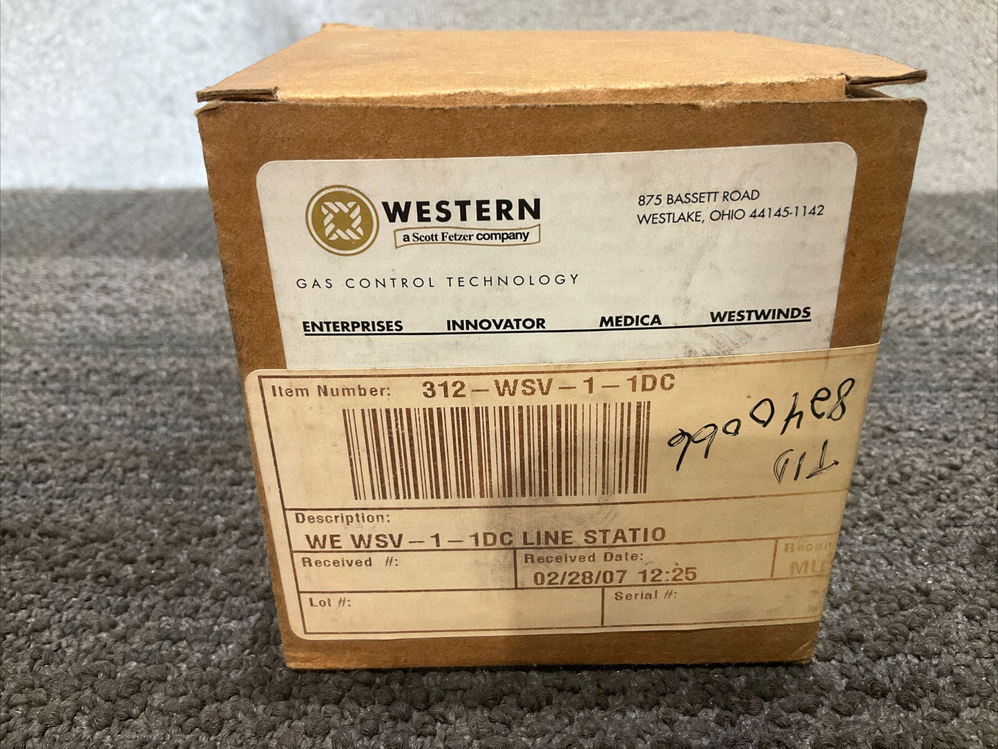 WESTERN ENTERPRISE 312-WSV-1-1DC GAS VALVE 444