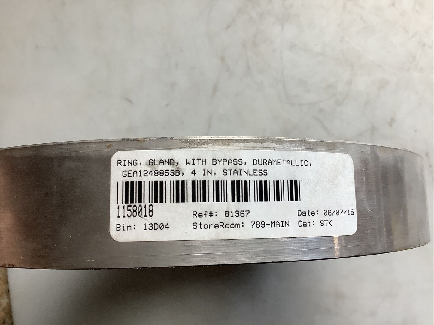 DURAMETALLIC WW2492 GLAND RING 4-11/16IN BORE X 9-1/2IN OD 4IN