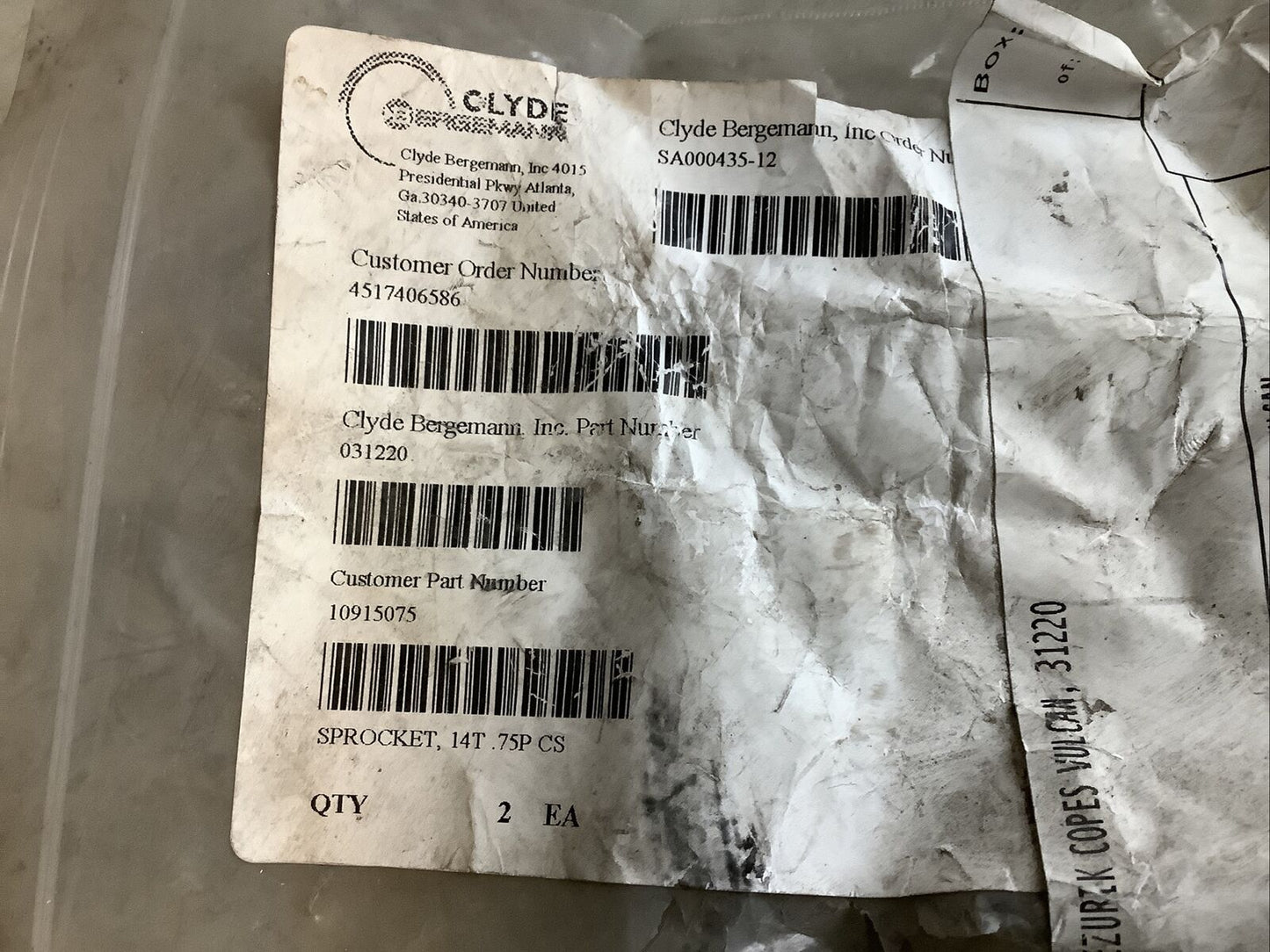 CLYDE BERGEMANN 031220 SPROCKET 1-1/8IN X 2IN 14T 678