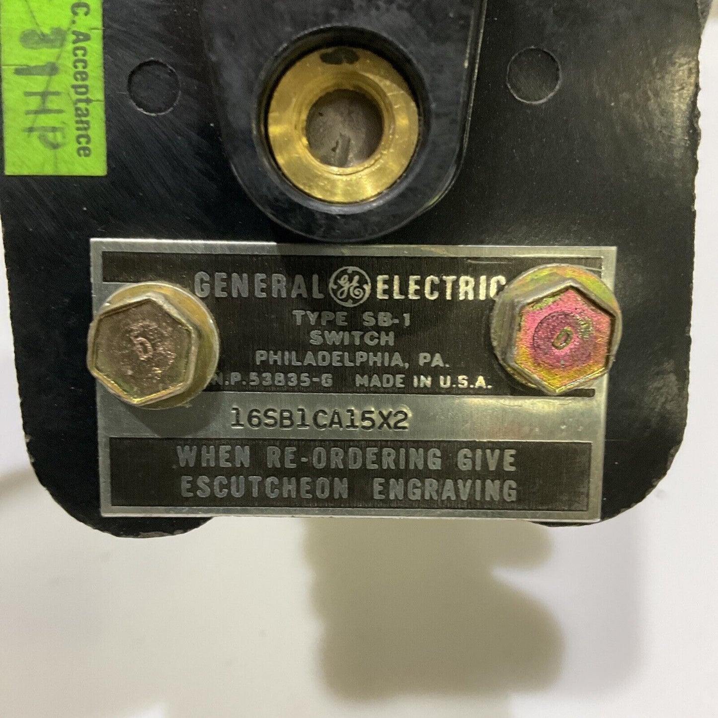 GENERAL ELECTRIC GE SB-1 16SB1CA15X2 53835-G SWITCH 678