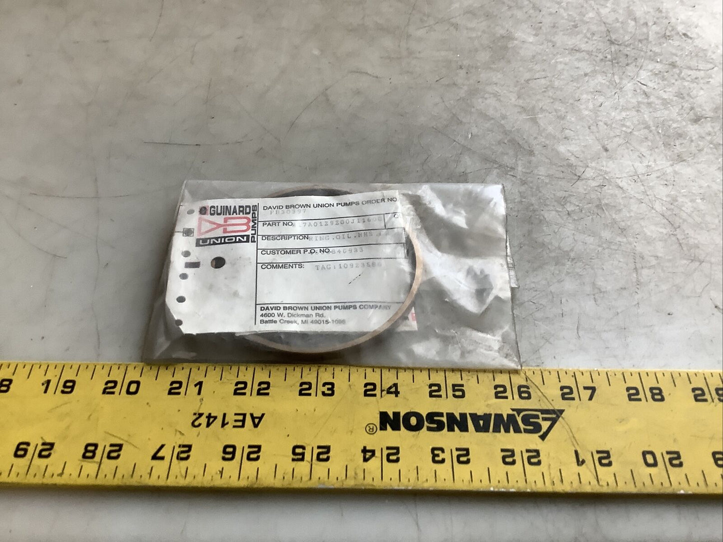 DAVID BROWN UNION PUMPS 817A0129200J11600 OIL RING 678