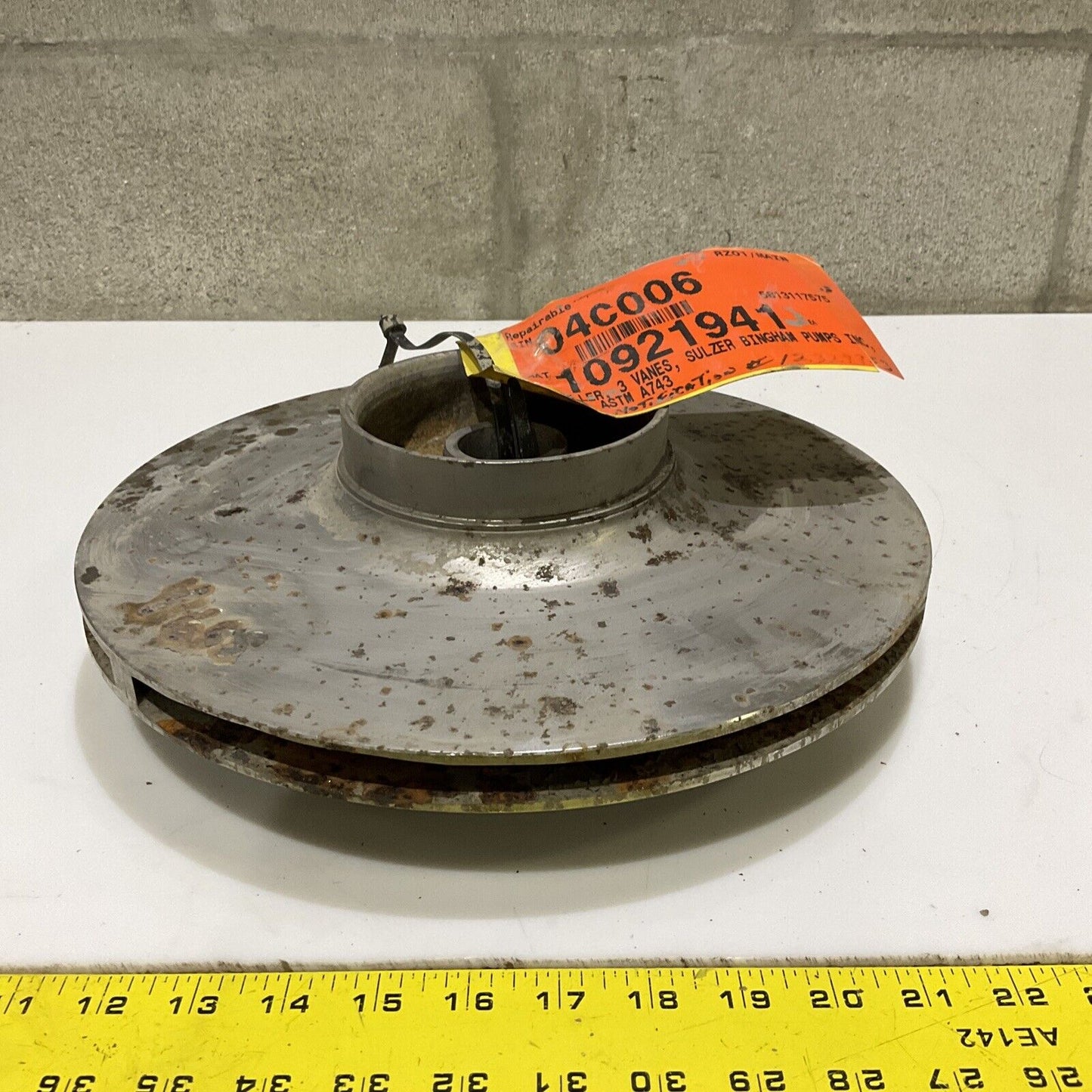 SULZER BINGHAM PUMP D4362 IMPELLER 3 VANE ASTM A743 678