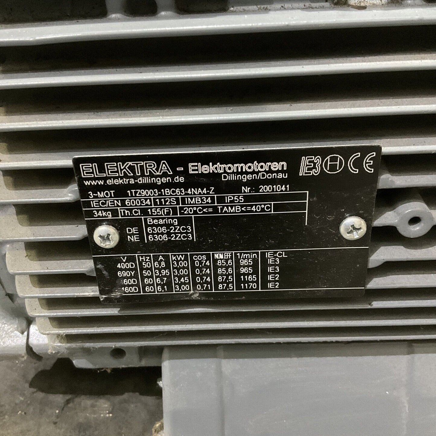 SCHERZINGER PUMP .551 FB/DU/M3,0/1000/GN/L56 ELEKTRA 1TZ9003-1BC63-4NA4-Z MOTOR