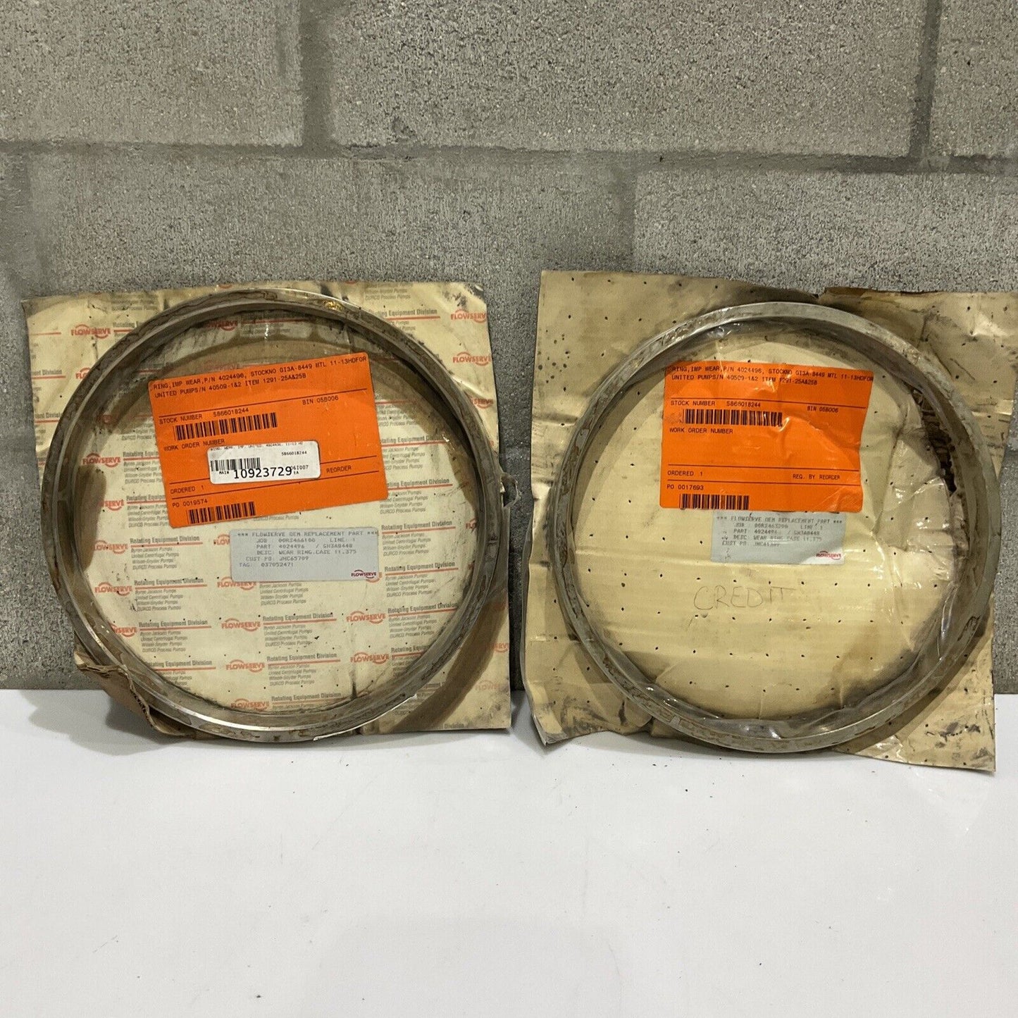 FLOWSERVE 4024496 GH3A8448 IMPELLER WEAR RING 678 LOT OF 2