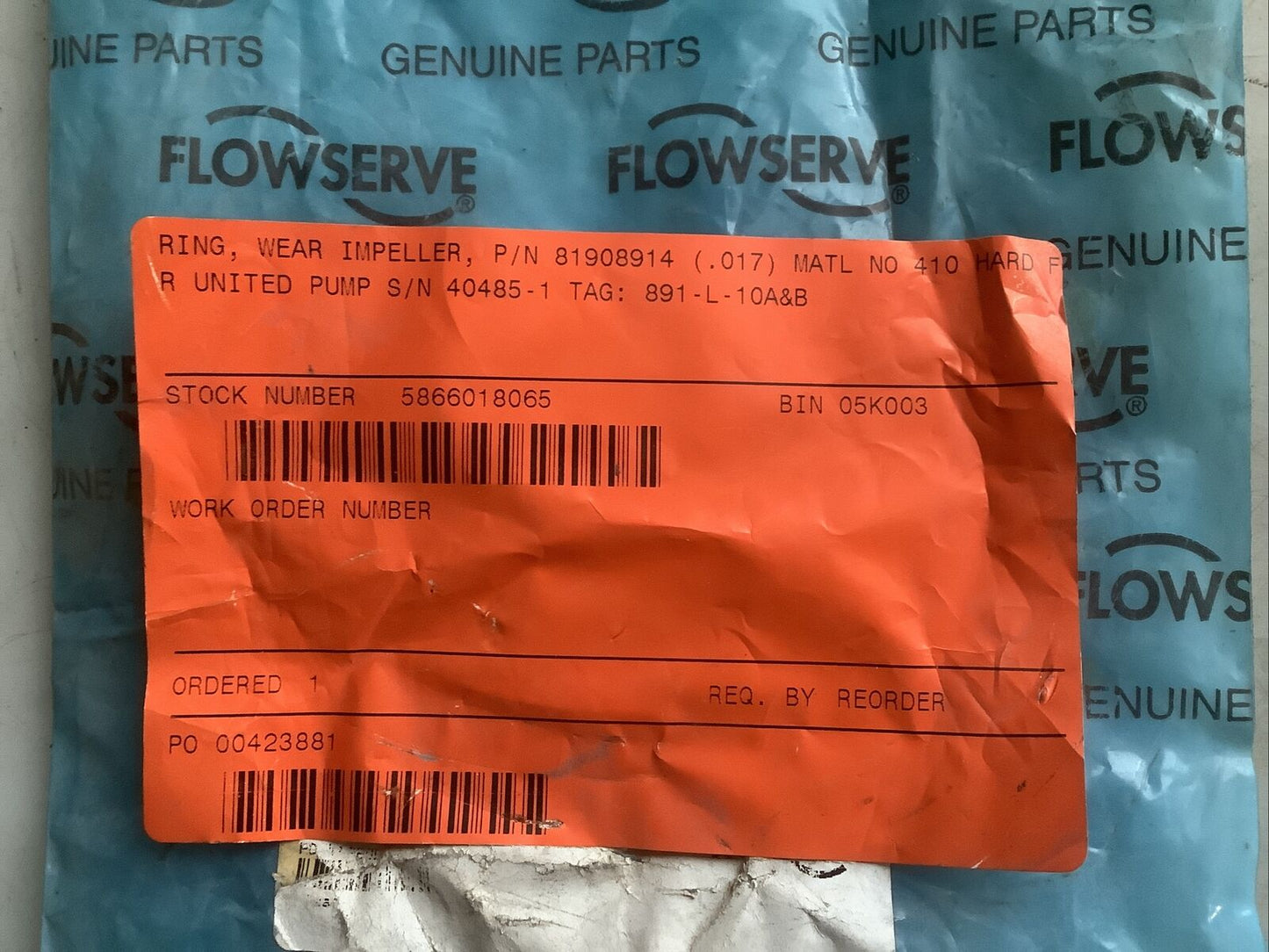 FLOWSERVE 89108914 IMPELLER WEAR RING 678