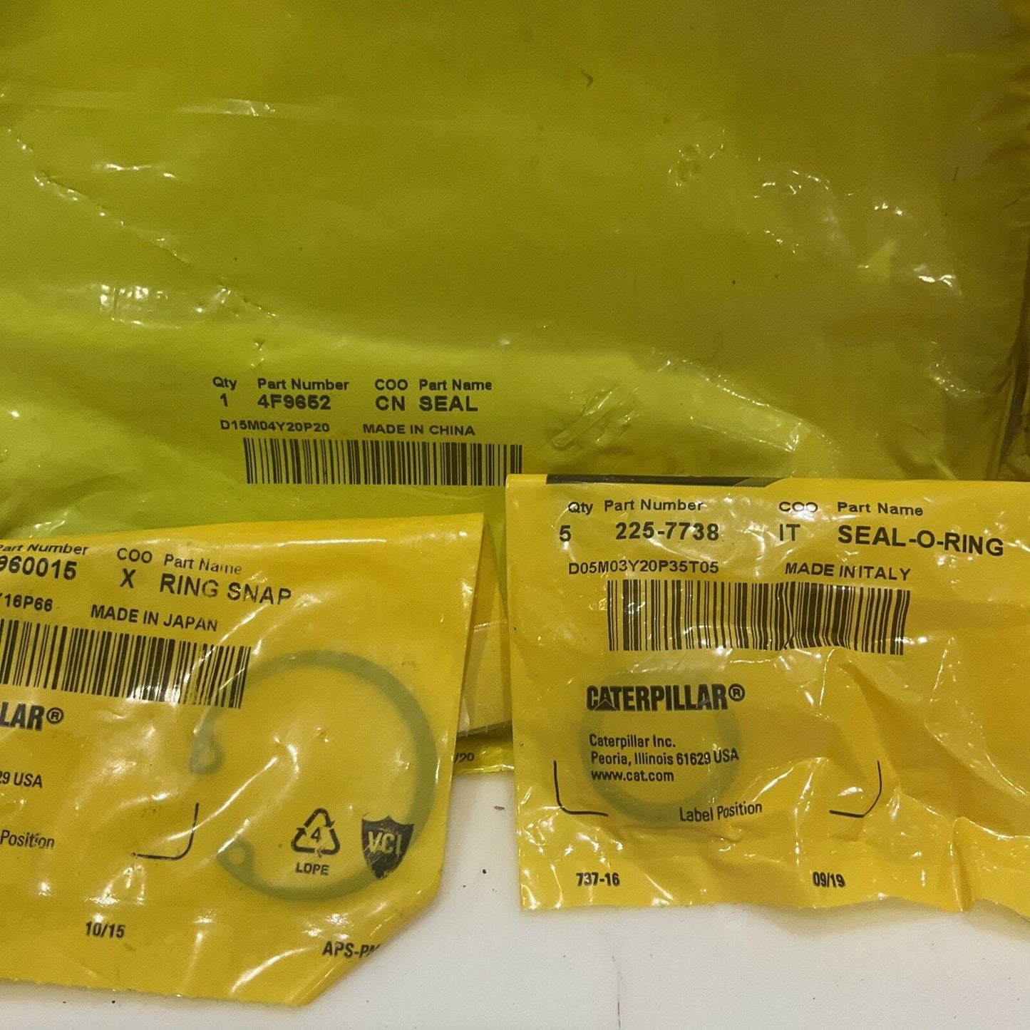 CAT 209 4574, 6W-4126, 225-7739, 0960015, 4F9652 CATERPILLAR PARTS 107 LOT OF 11