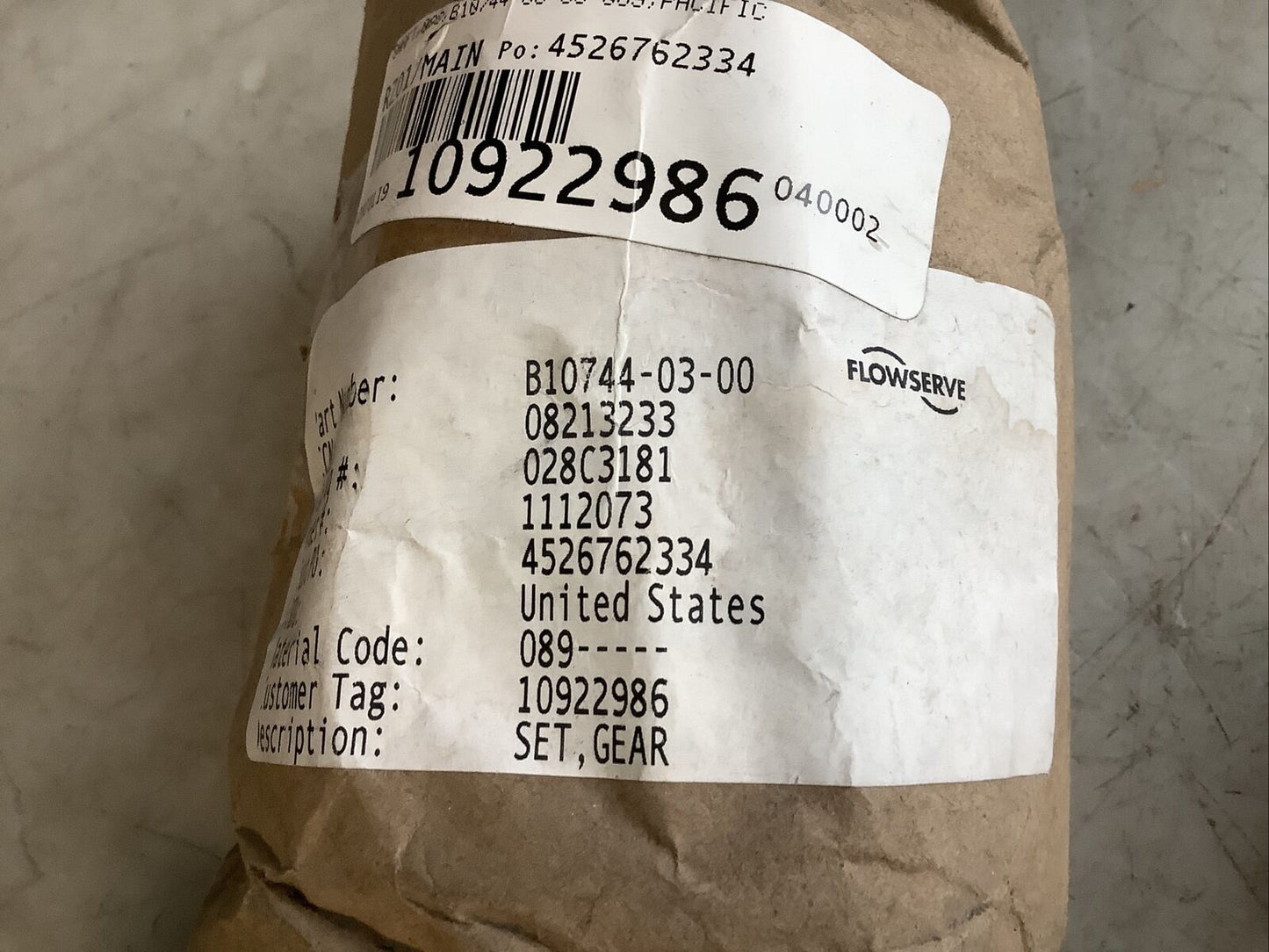 FLOWSERVE B10744-03-00 GEAR SET 678