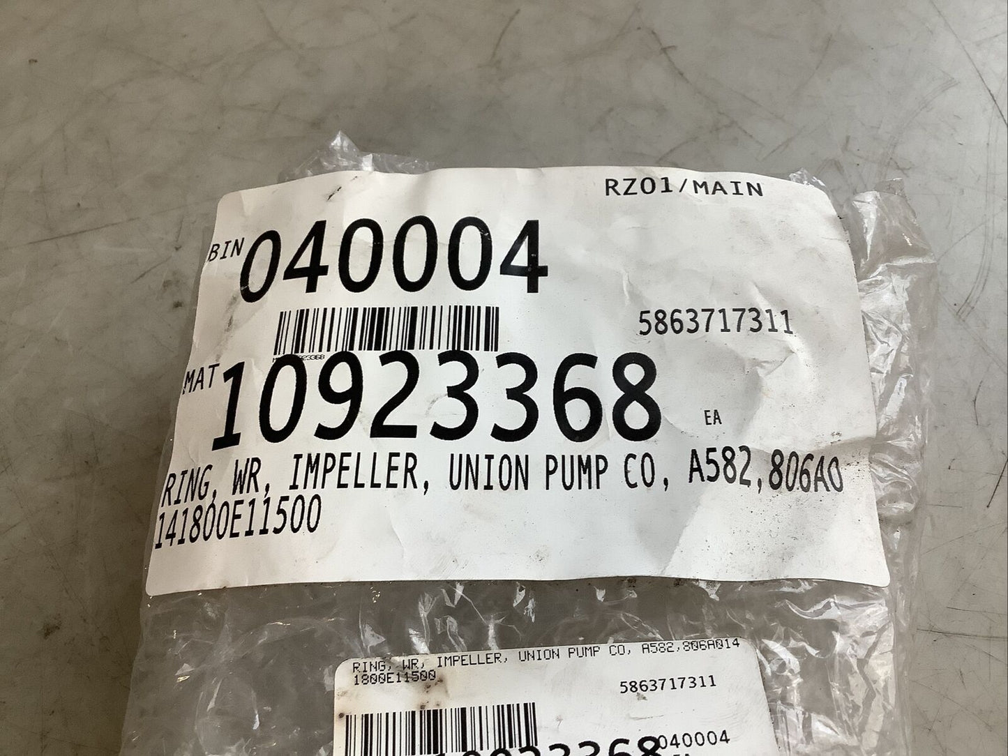 UNION PUMP 806A0141800E11500 IMPELLER WEAR RING A582 678