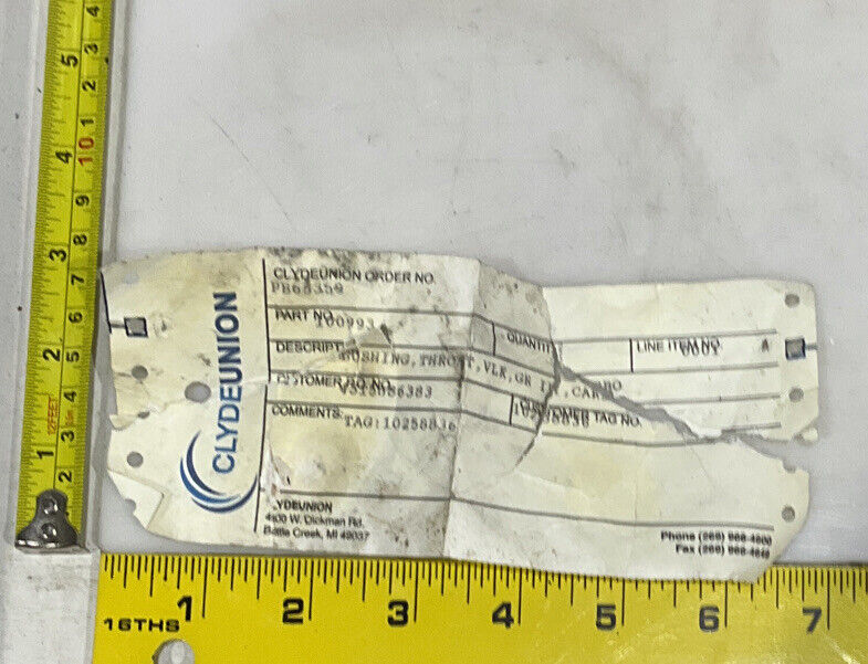 CLYDE UNION PUMPS CO 4515686383 BUSHING THROAT 100993