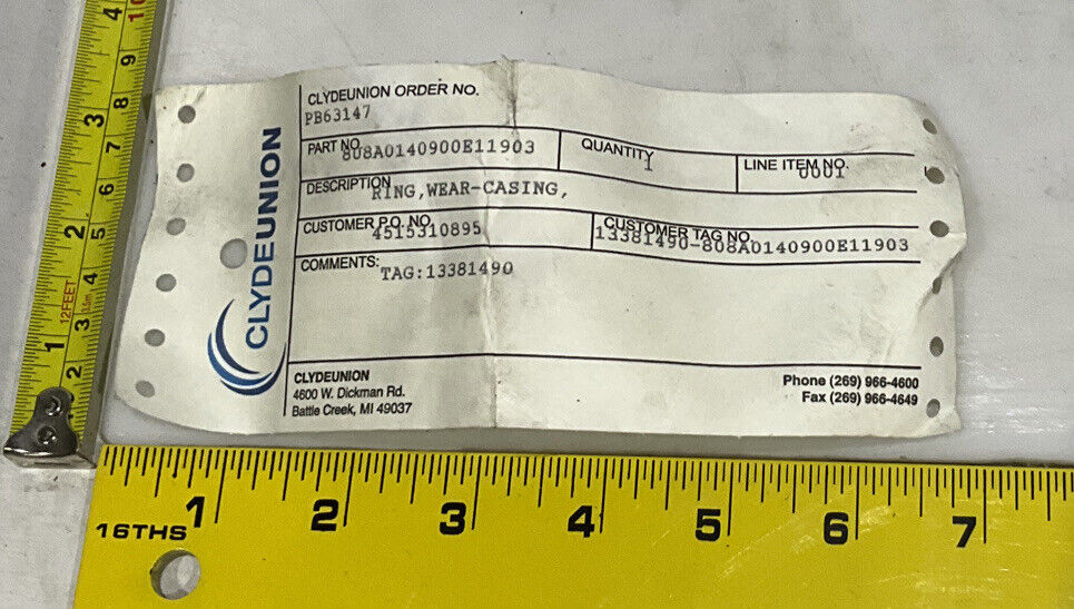 CLYDEUNION PUMP CO 808A0140900 CASING-WEAR RING