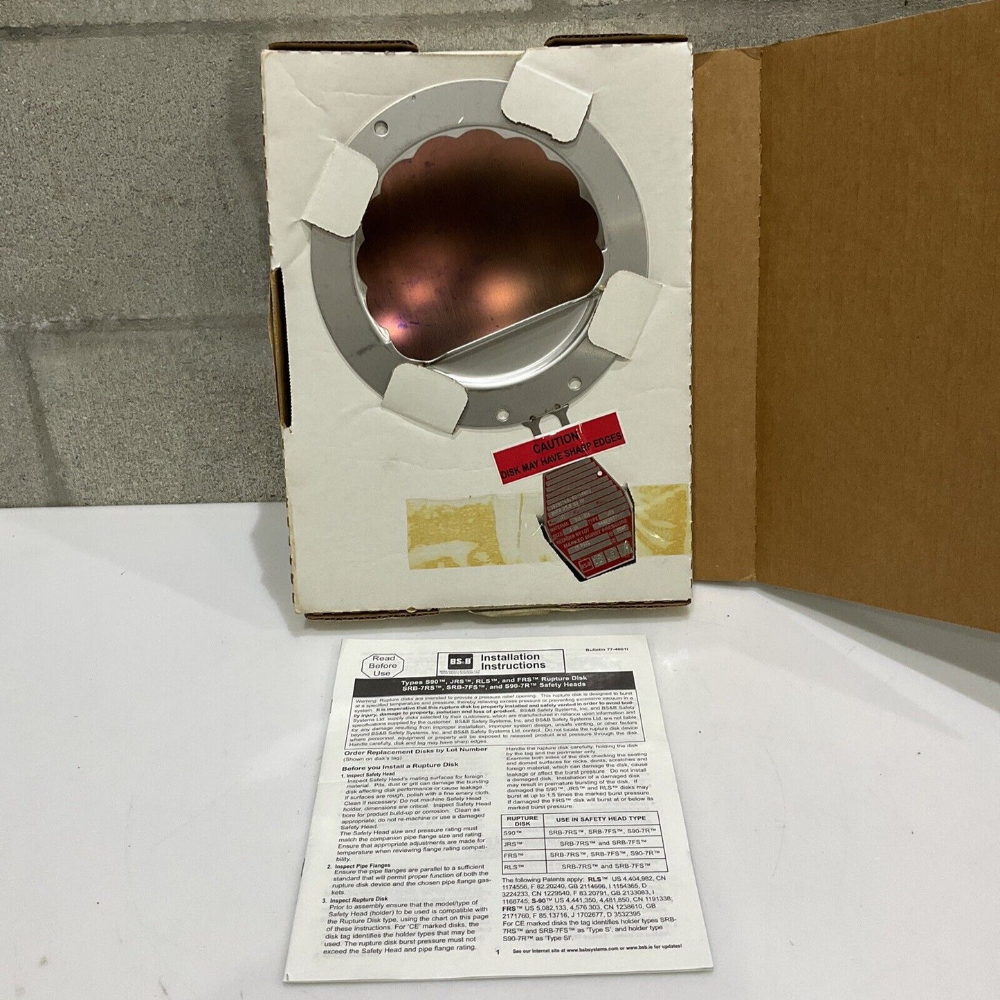 BS&B 10281768 RD-14002 A4000037-2 RUPTURE DISK 6 IN JRS 15 PSIG 555