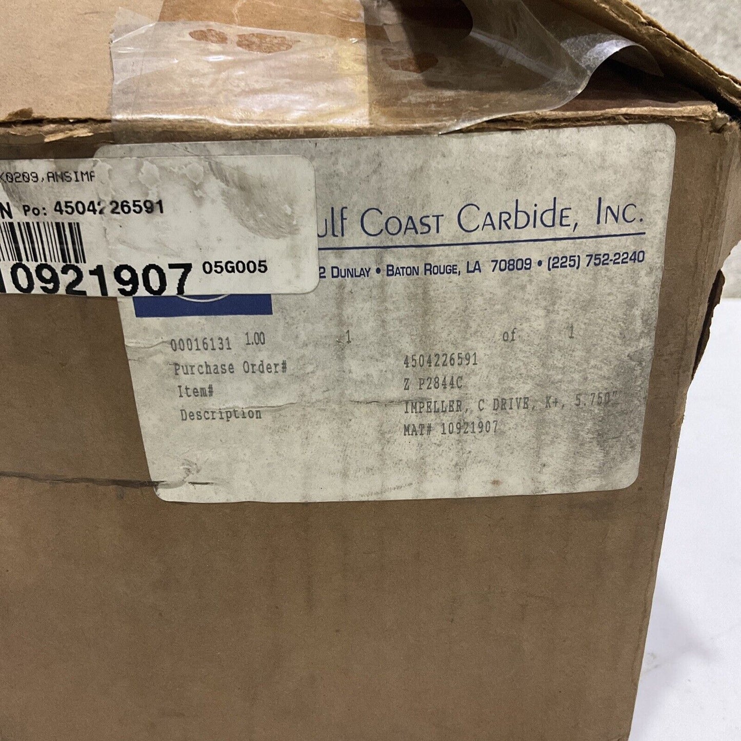 GULF COAST CARBIDE Z P2844C 9-3375C-V IMPELLER C DRIVE K+ 5.750 IN 678