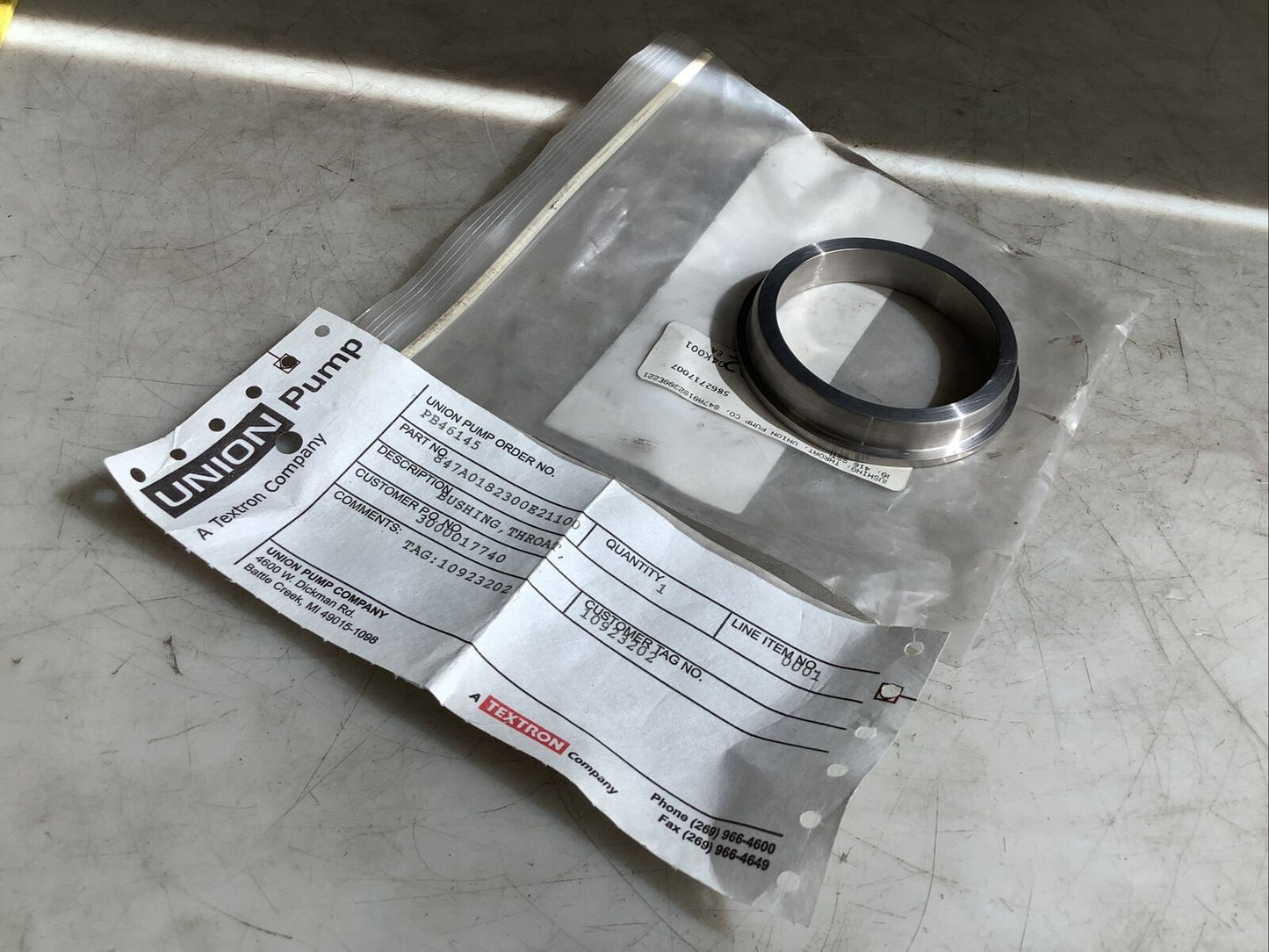 UNION PUMP 847A0182300E21100 THROAT BUSHING 678