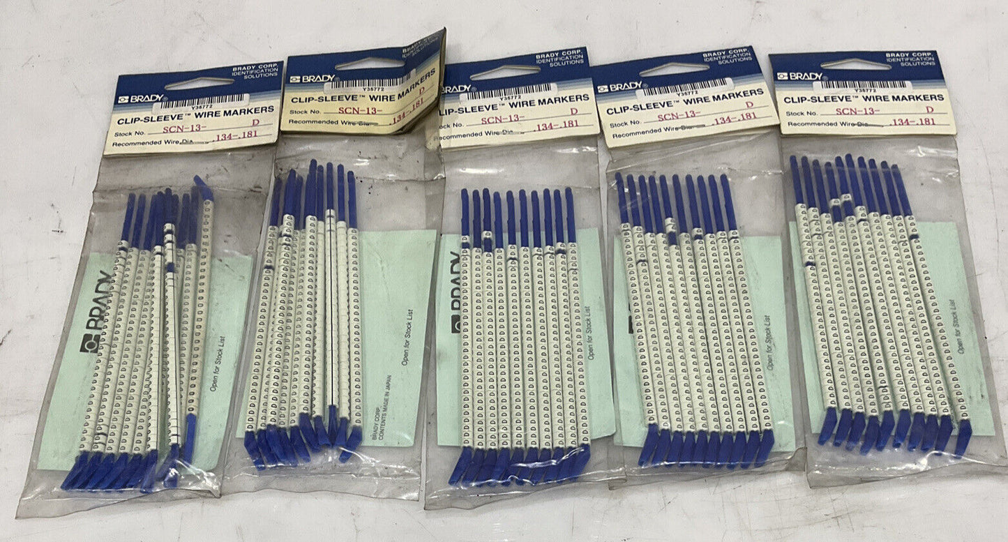BRADY SCN-13-D CLIP-SLEEVE WIRE MARKERS LOT OF 5 476