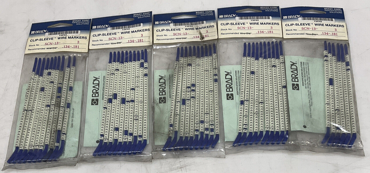 BRADY SCN-13-3 CLIP-SLEEVE WIRE MARKERS LOT OF 5 476