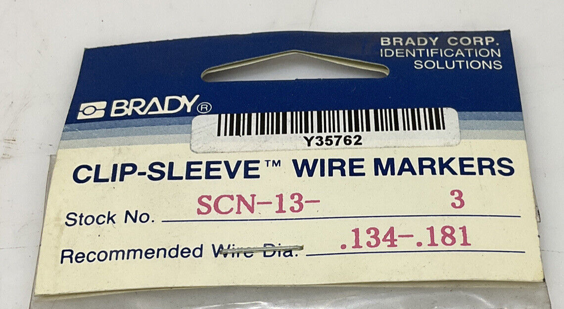 BRADY SCN-13-3 CLIP-SLEEVE WIRE MARKERS LOT OF 5 476