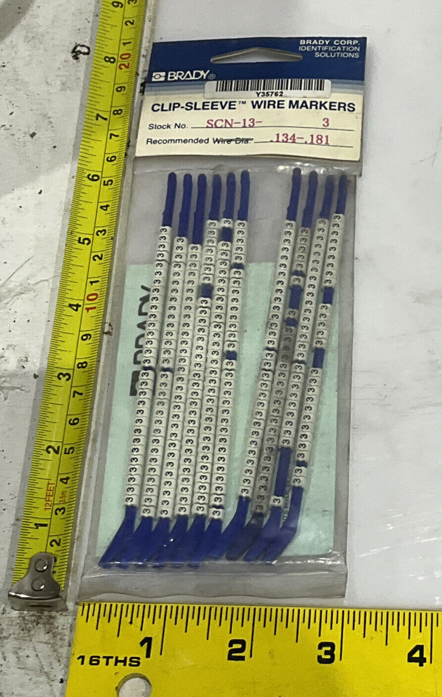 BRADY SCN-13-3 CLIP-SLEEVE WIRE MARKERS LOT OF 5 476