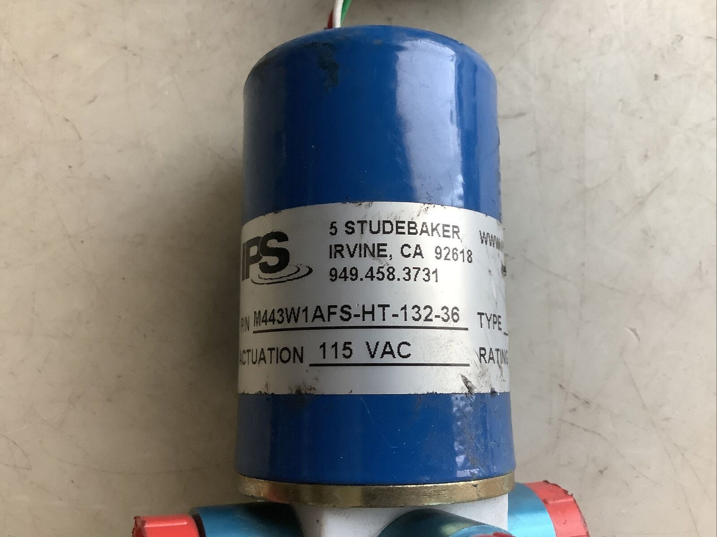 IPS M443W1AFS-HT-132-36 MINIATURE SOLENOID VALVE 115VAC 60PSI 132 TYPE 476