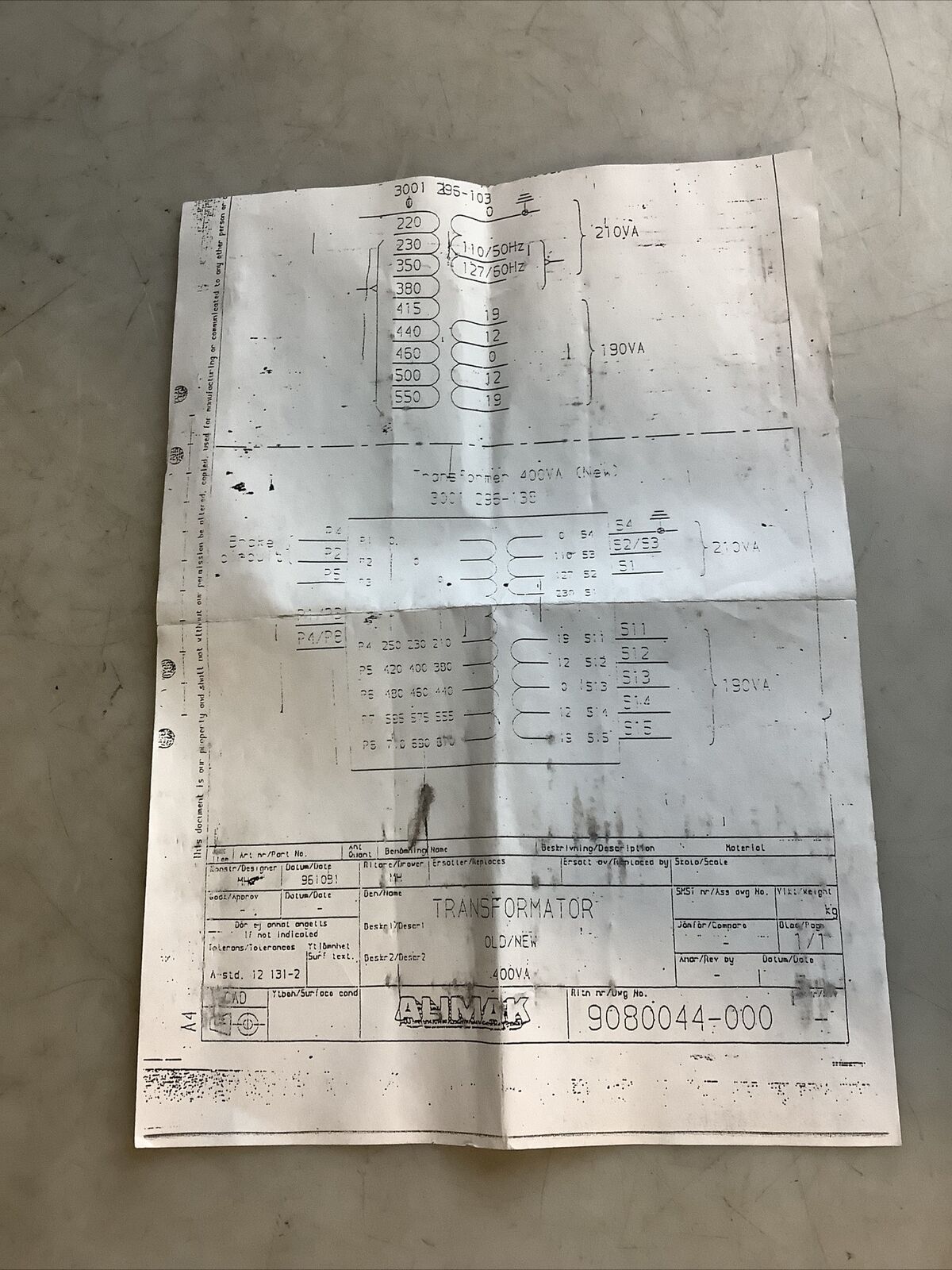 ALIMAK 3001296138 32251-901 TRANSFORMER 476