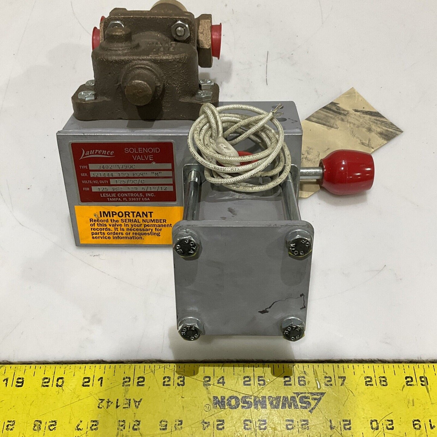 LAURENCE 3402WA79DC SOLENOID VALVE 125 DC FORM “M” 125 PSI AIR 476