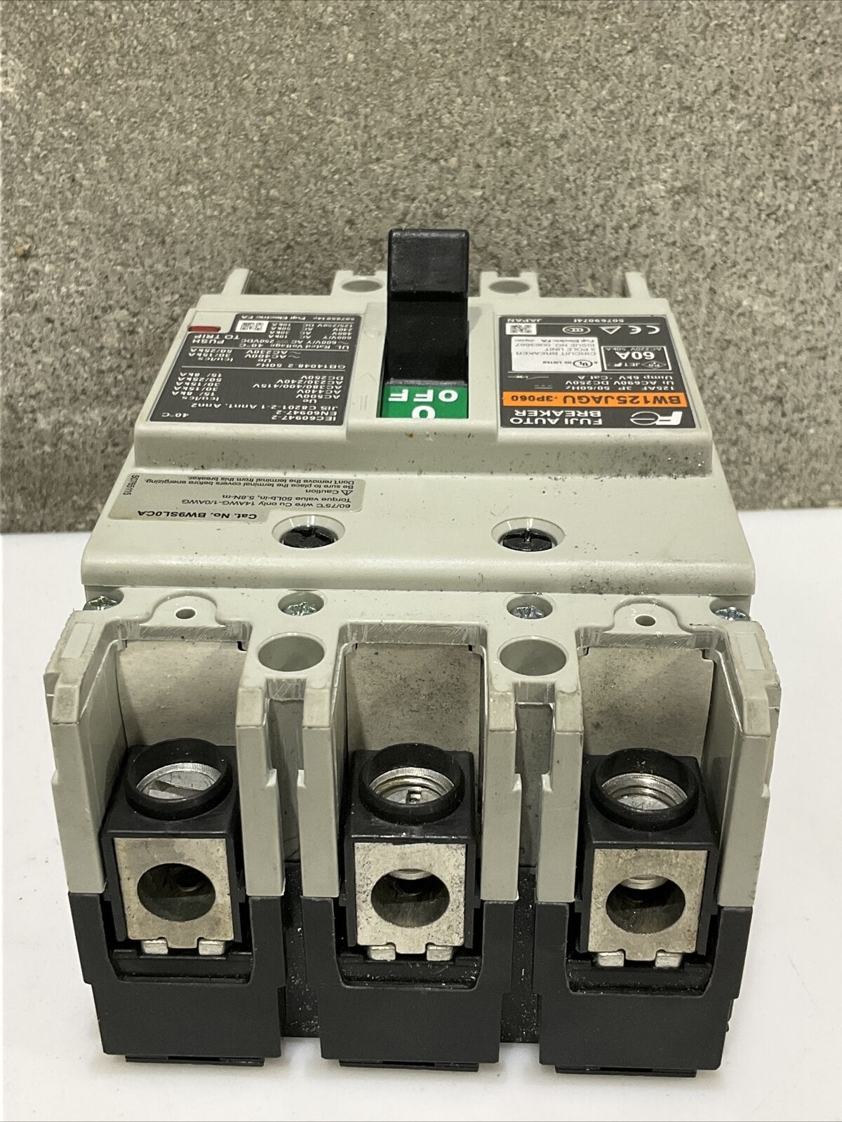 FUJI ELECTRIC BW125JAGU-3P060 BREAKER, BW9V0CA HANDLE, SCE12EL1206SSLP PANEL CDM