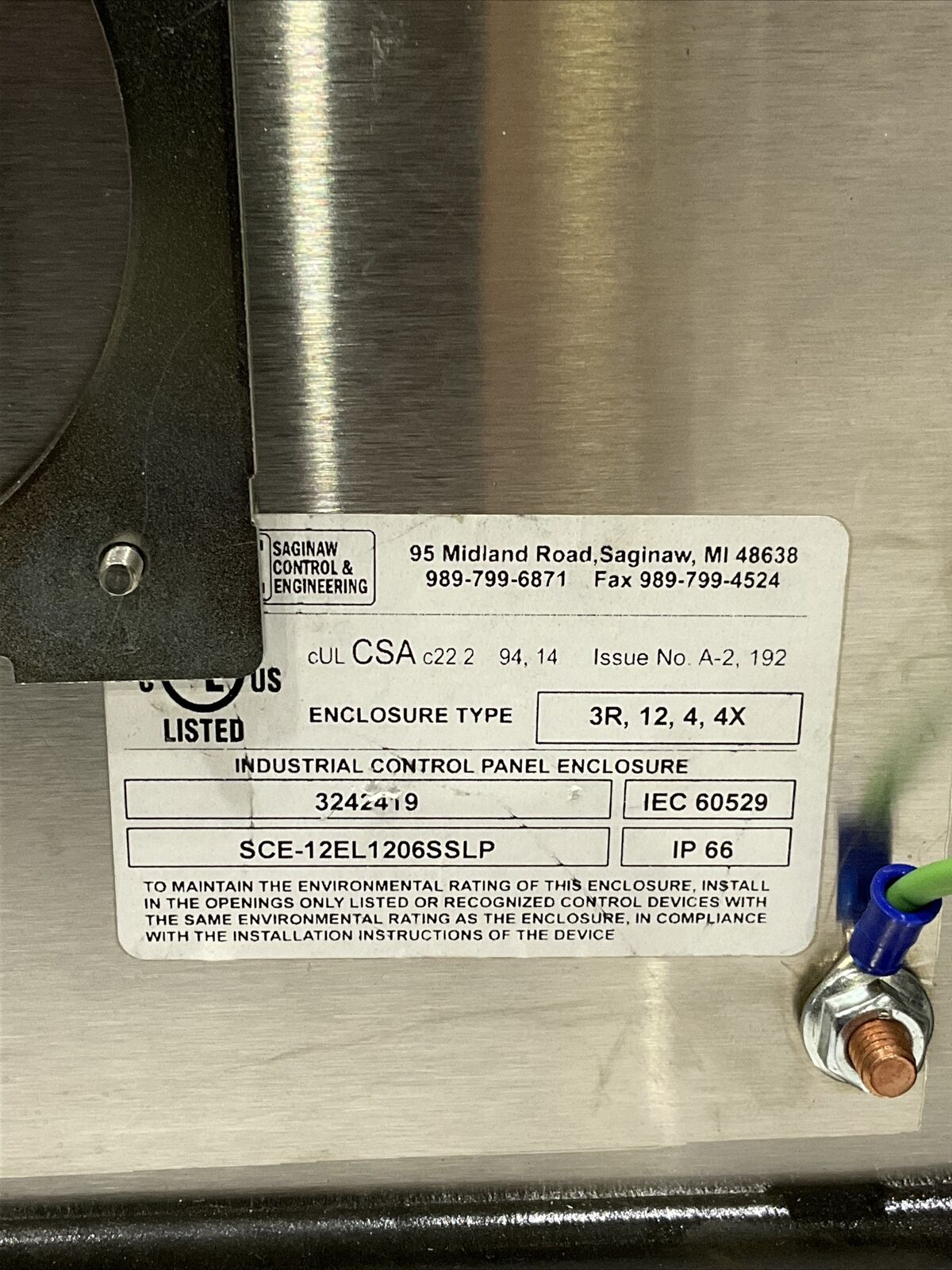 FUJI ELECTRIC BW125JAGU-3P060 BREAKER, BW9V0CA HANDLE, SCE12EL1206SSLP PANEL CDM