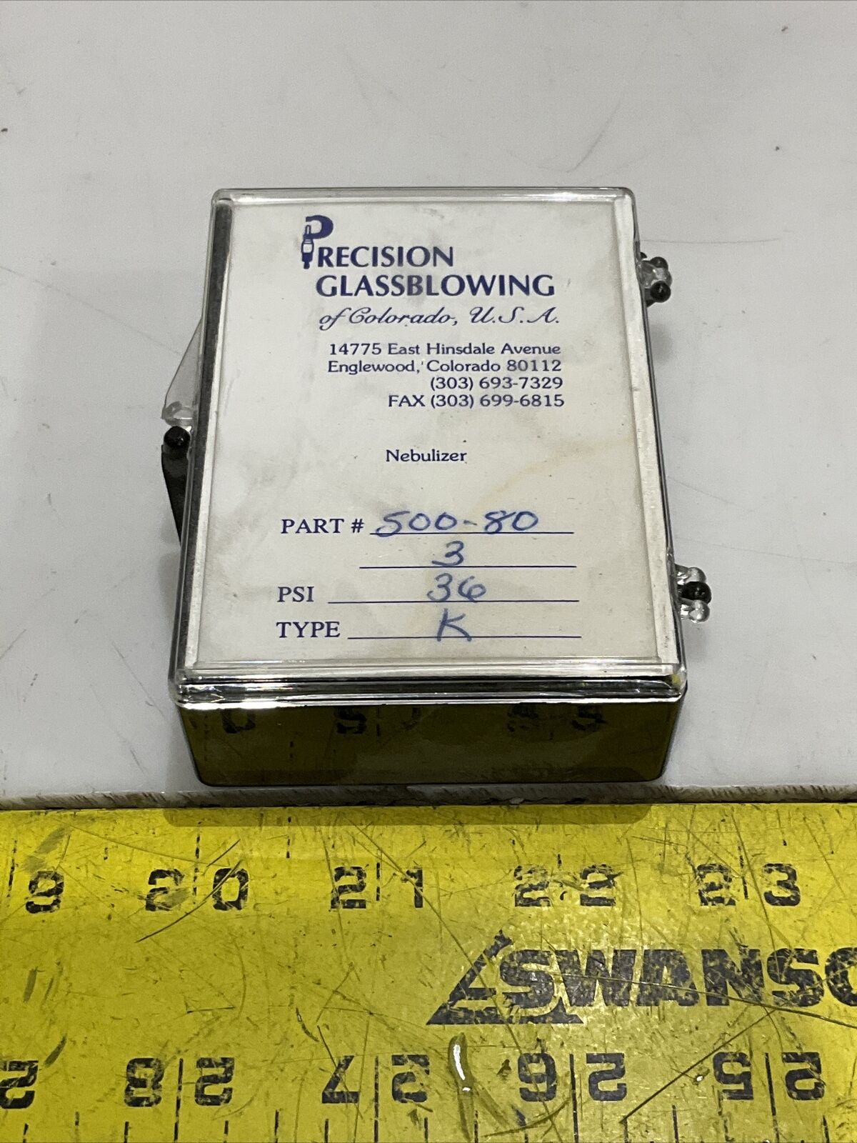 PRECISION GLASSBLOWING 500-80 3 CONCENTRIC 36 PSI TYPE K CDM