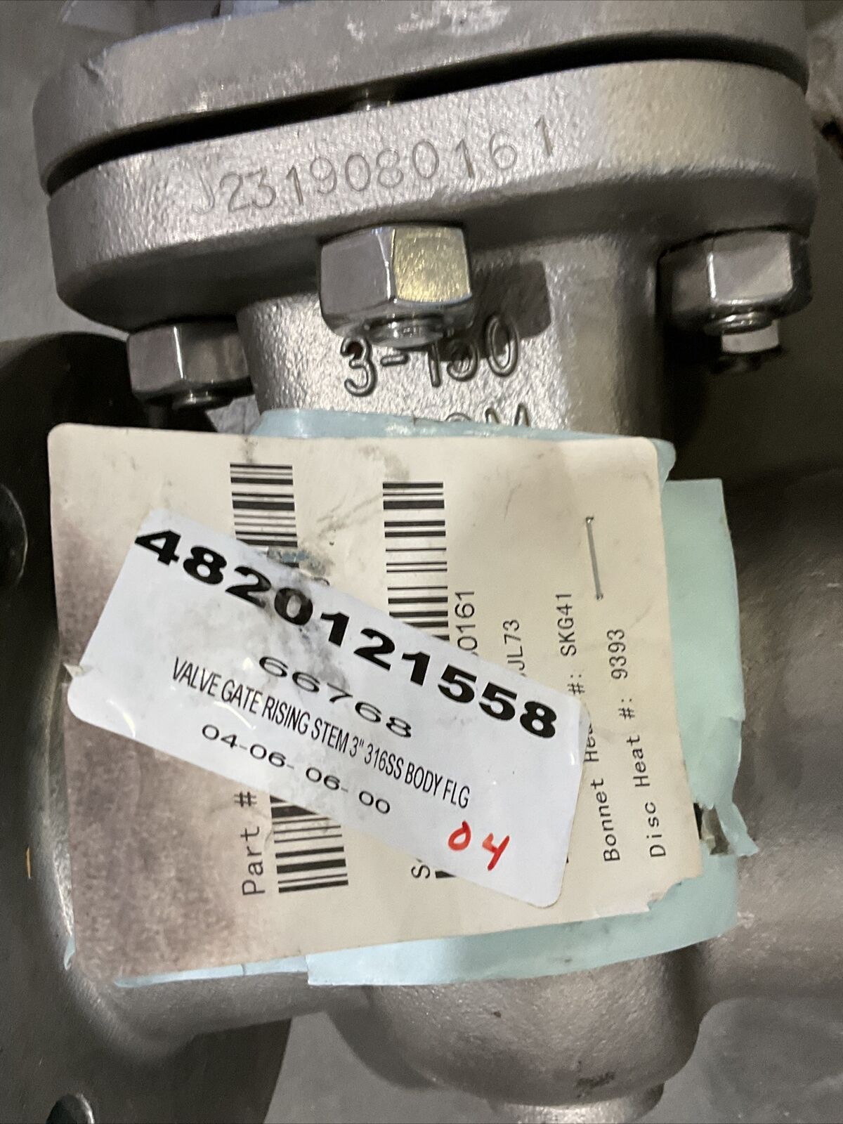 ALOYCO 117C02*030 RISING GATE VALVE 3” 316 SS CF8M 150# 117 373