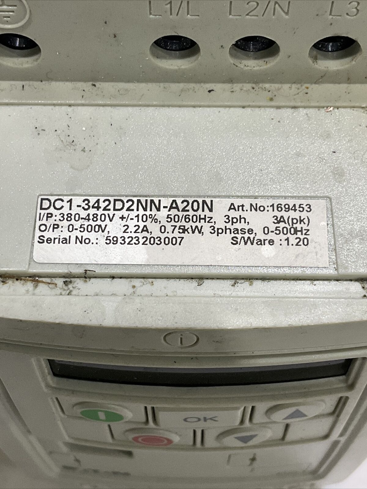 EATON 1HP DC1-342D2NN-A20N POWER XL VARIABLE FREQUENCY DRIVE IP20 CDM