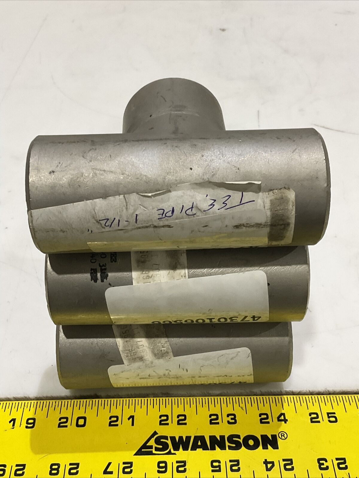 BUTTWELD SA403 WP316L PIPE TEE SCH 40 1-1/2” LOT OF 3 373
