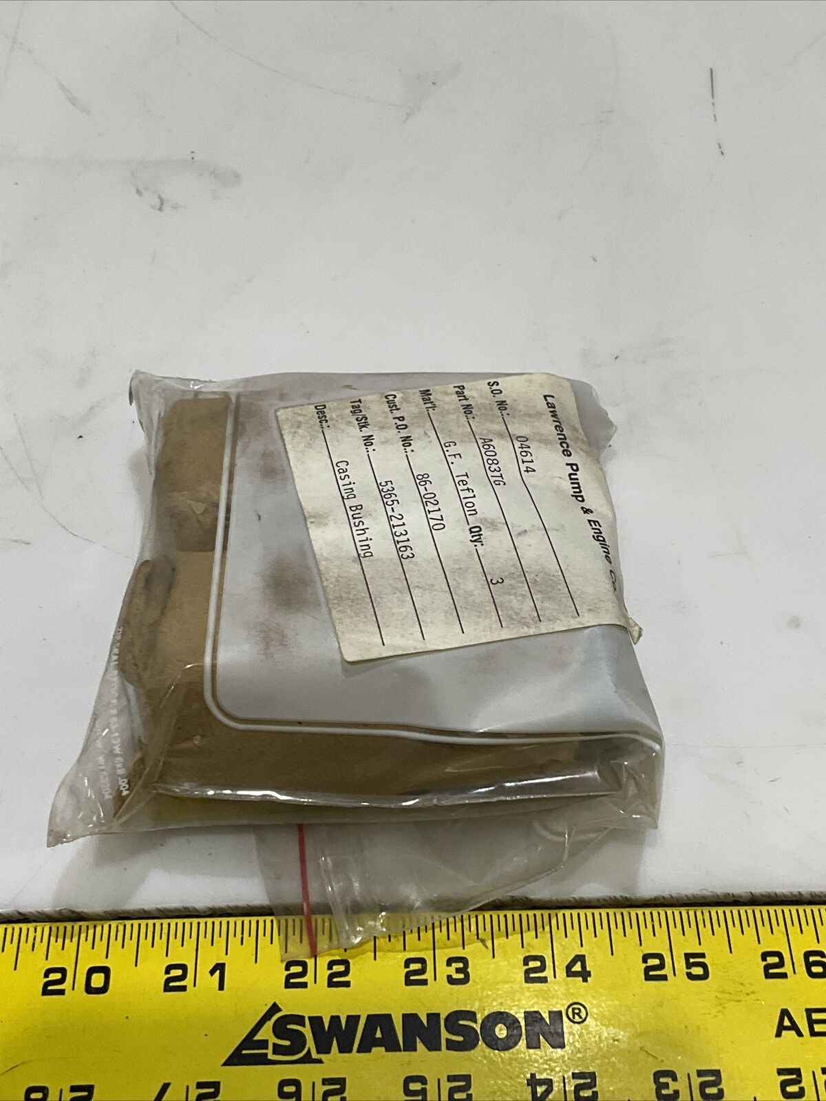 LAWRENCE PUMP A6083TG CASING BUSHING G.F. TEFLON LOT OF 2 373