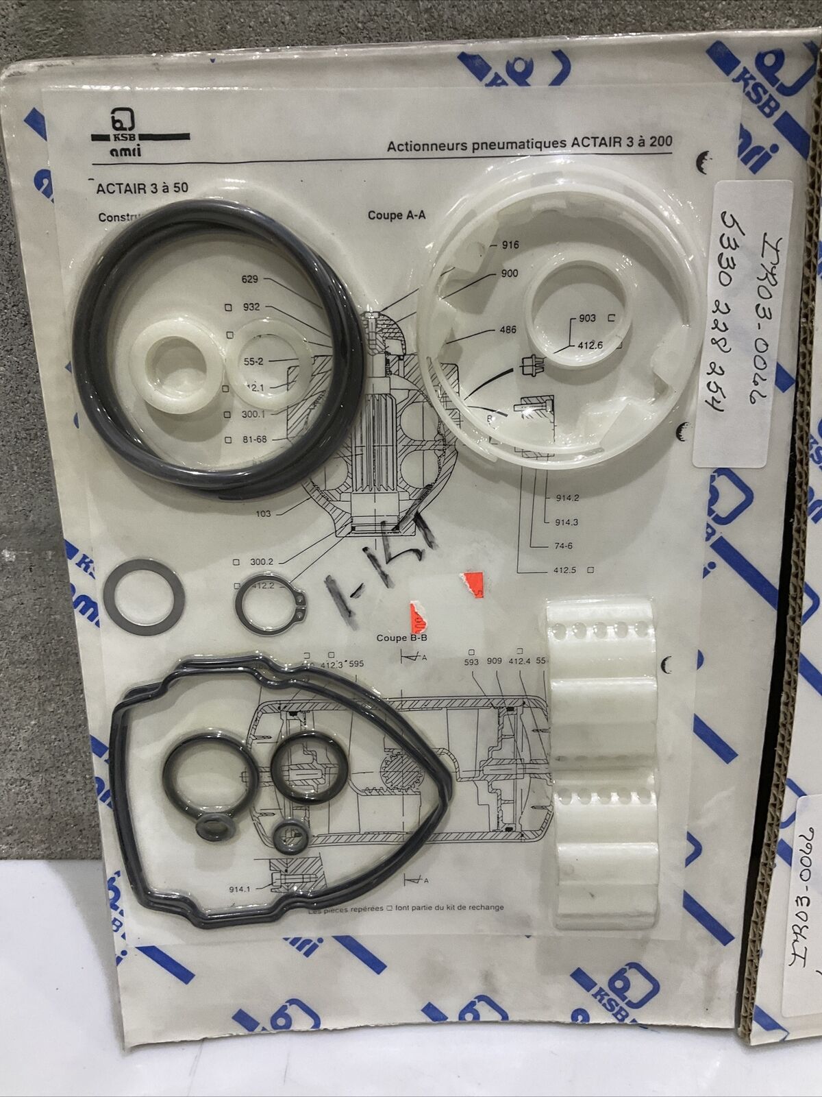 KSB AMRI ACTAIR 3 TO 200 3 TO 50 PNEUMATIC ACTUATOR O RING KIT LOT OF 2 373