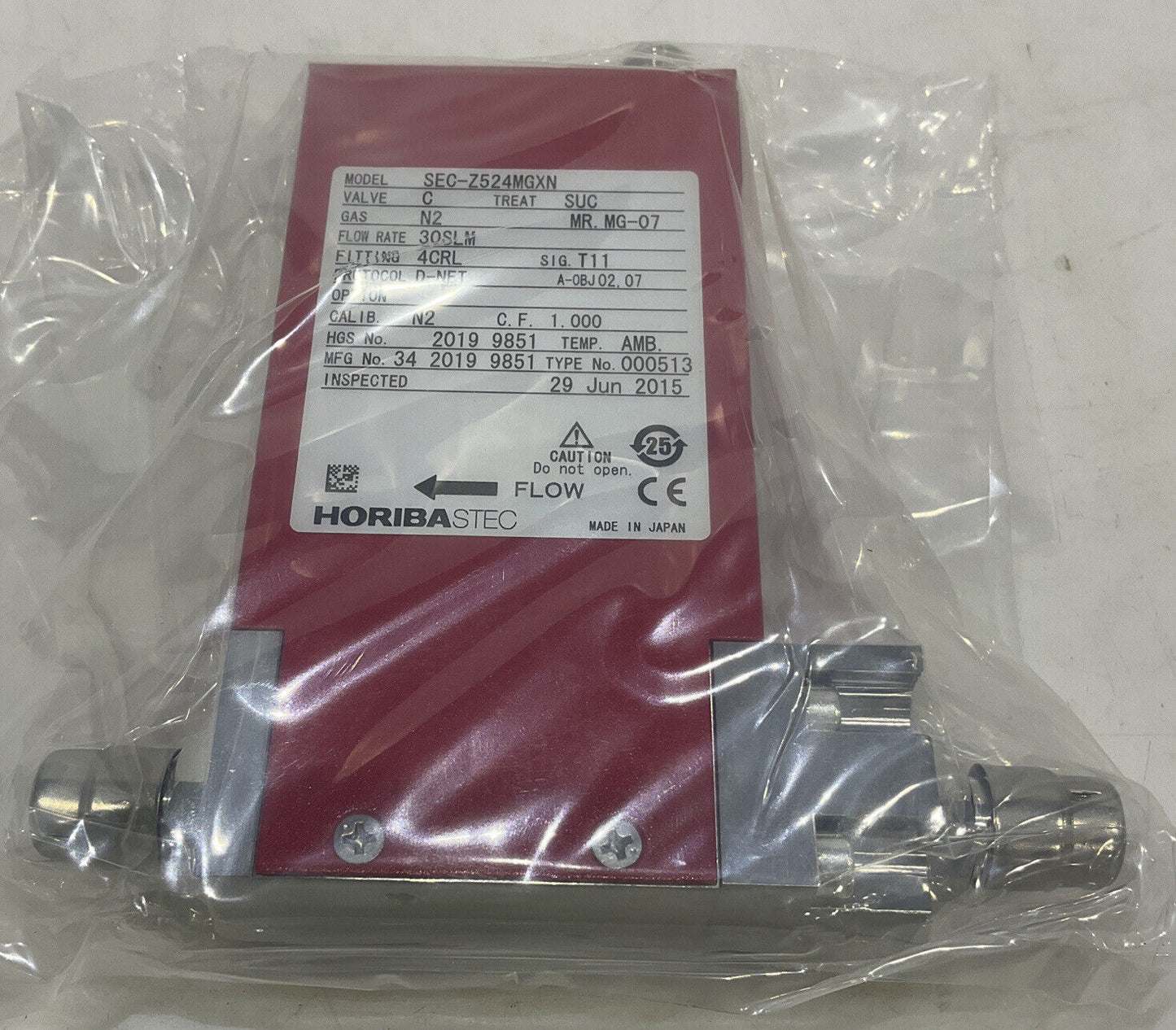 HORIBA STEC SEC-Z524MGXN MASS FLOW CONTROLLER/METER 30SLM N2 373
