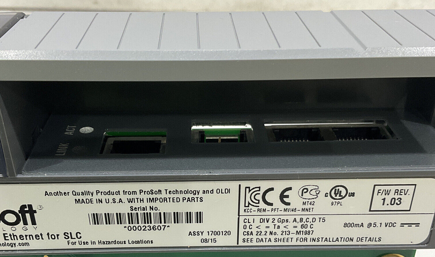 PROSOFT MVI46-MNETC MODBUS TCP/IP COMMUNICATIONS MODULE 373