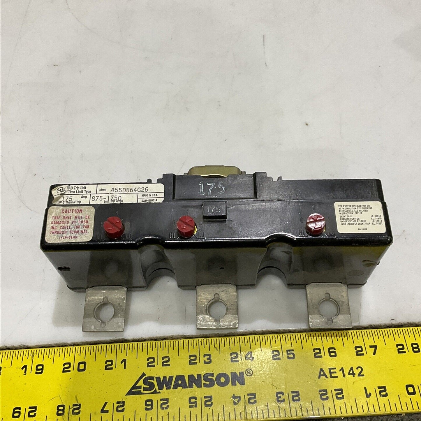 WESTINGHOUSE 455D564G26 AB TRIP UNIT 175AMP 875-1750 TRIP AMPS 373