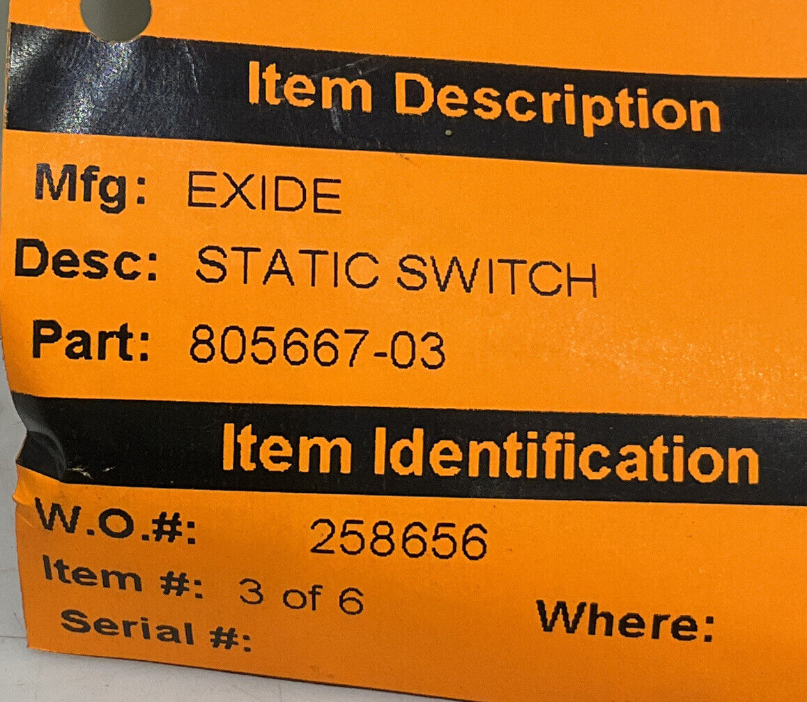 EXIDE 805667-03 STATIC SWITCH 373