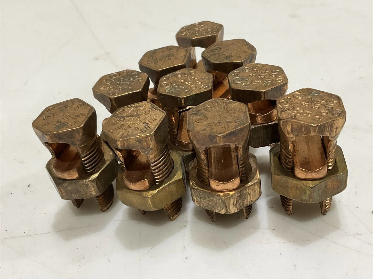 THOMAS & BETTS COPPER PUC S-2/0 14 STR-2/0 SPLIT CABLE CONNECTOR LOT OF 10 373