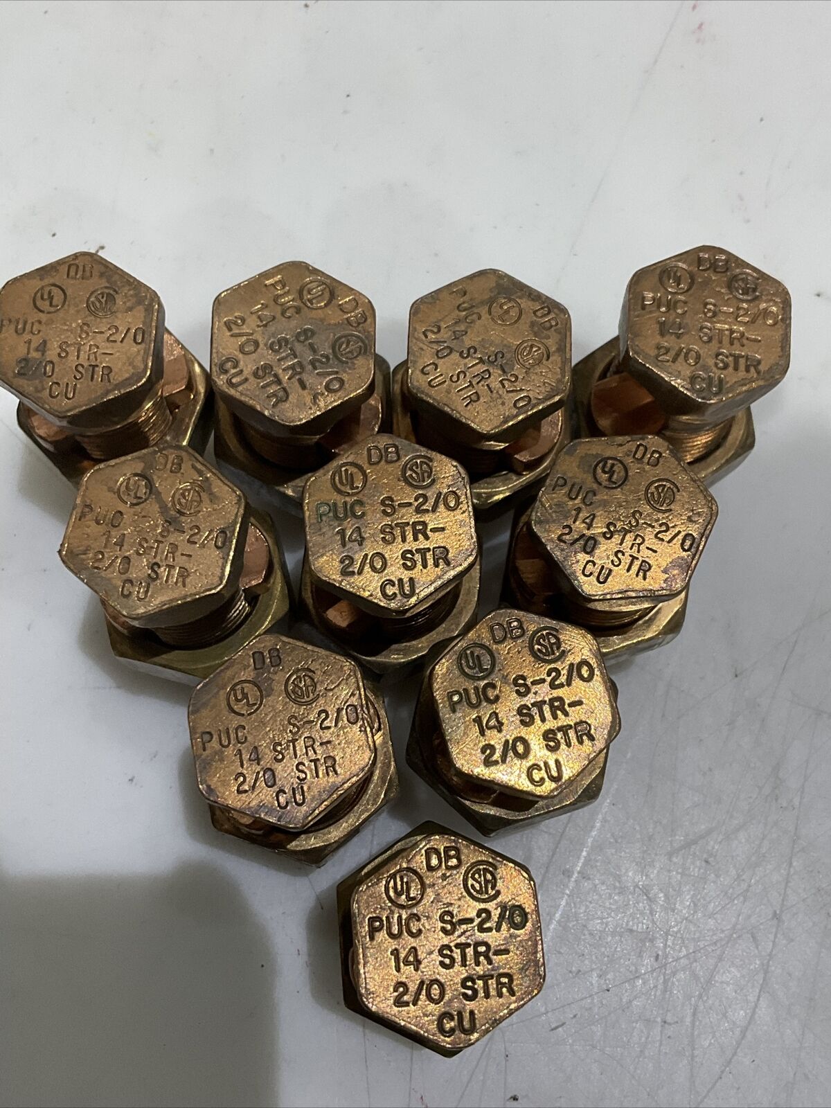 THOMAS & BETTS COPPER PUC S-2/0 14 STR-2/0 SPLIT CABLE CONNECTOR LOT OF 10 373