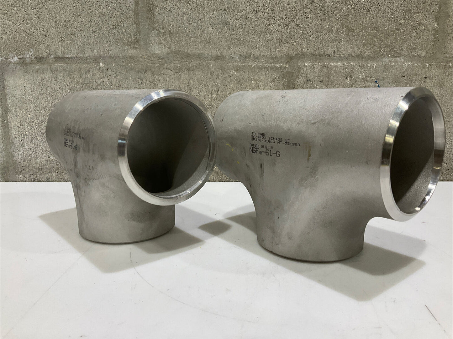 TA CHEN NSF-61-G SA403 WP316L HT-551983 BUTTWELD TEE PIPE SCH40 3” LOT OF 2 373