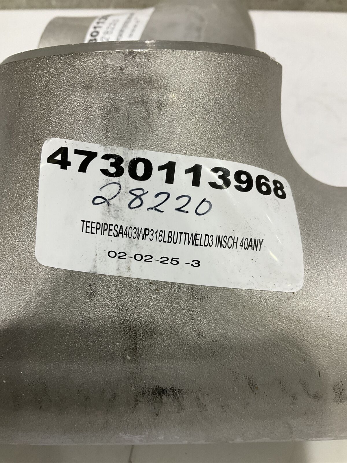 TA CHEN NSF-61-G SA403 WP316L HT-551983 BUTTWELD TEE PIPE SCH40 3” LOT OF 2 373