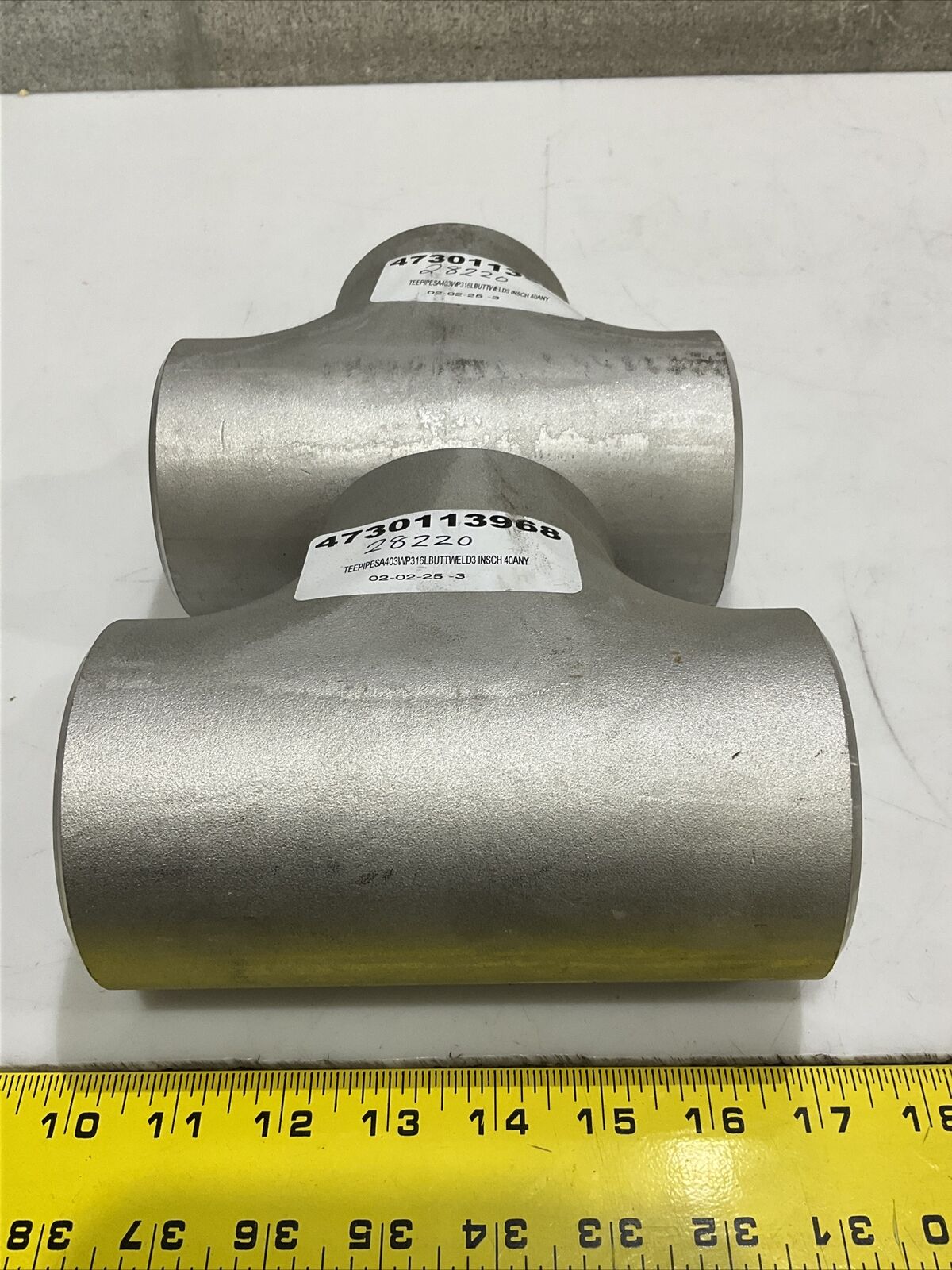 TA CHEN NSF-61-G SA403 WP316L HT-551983 BUTTWELD TEE PIPE SCH40 3” LOT OF 2 373