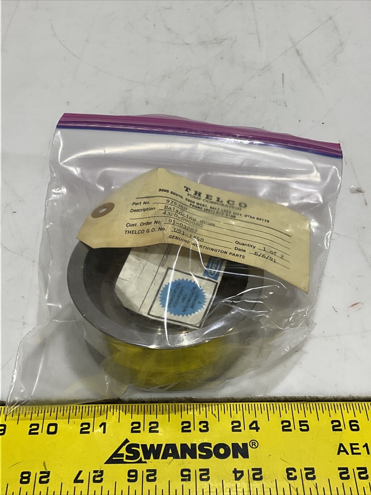 DRESSER WORRINGTON THELCO PUMP CORPORATION 975858 4320-090980 BALANCING DRUM 373