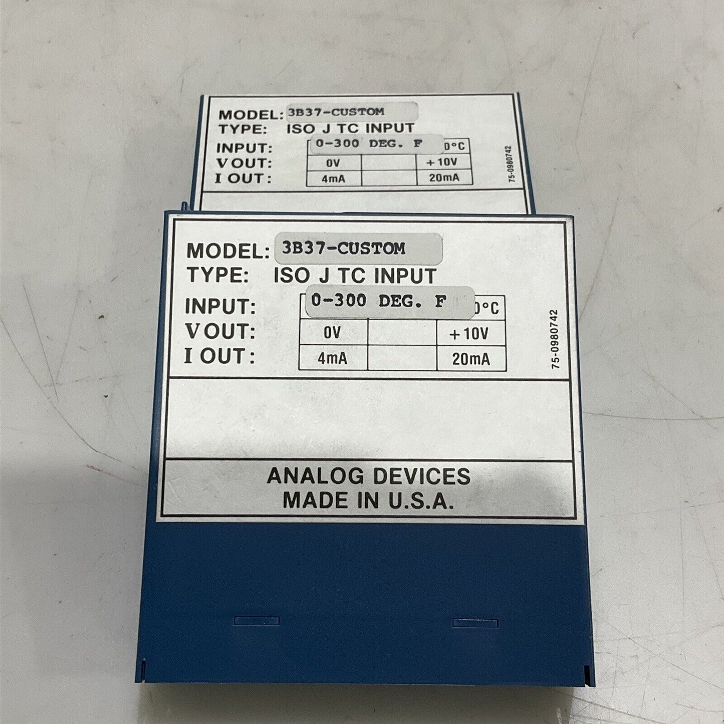 ANALOG DEVICES 3B37-CUSTOM ISOLATED TC INPUT 0-300 DEGREE F LOT OF 2 373