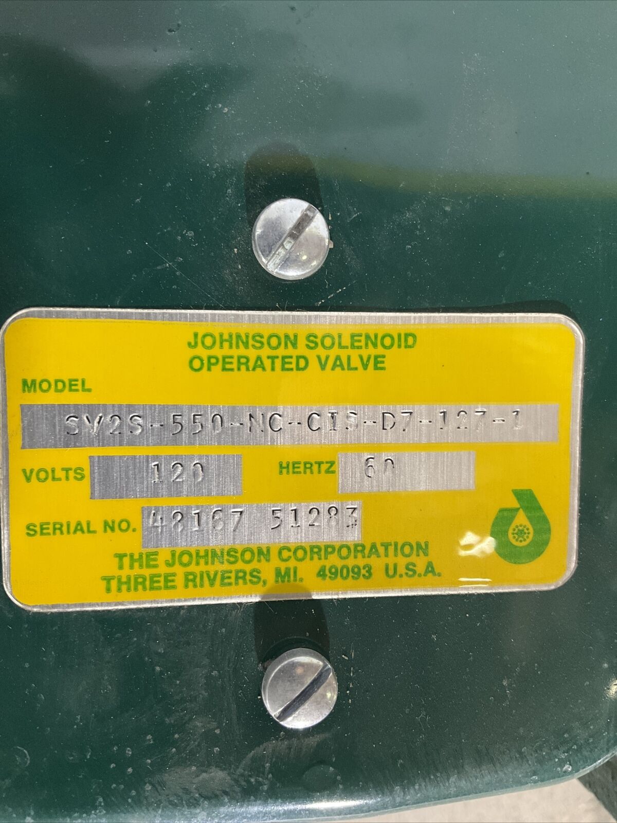 JOHNSON SV2S-550-NC-CIS-D7-127-1 SOLENOID OPERATED VALVE 474