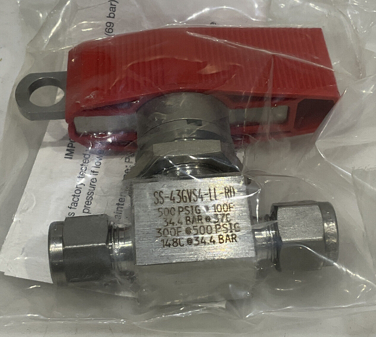 SWAGELOK SS-43GVS4-LL-RD BALL VALVE 373