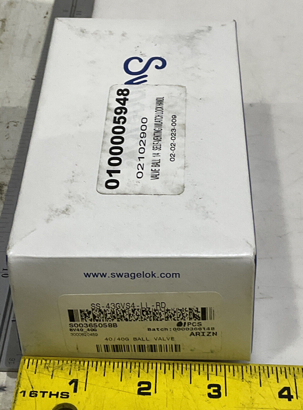 SWAGELOK SS-43GVS4-LL-RD BALL VALVE 373