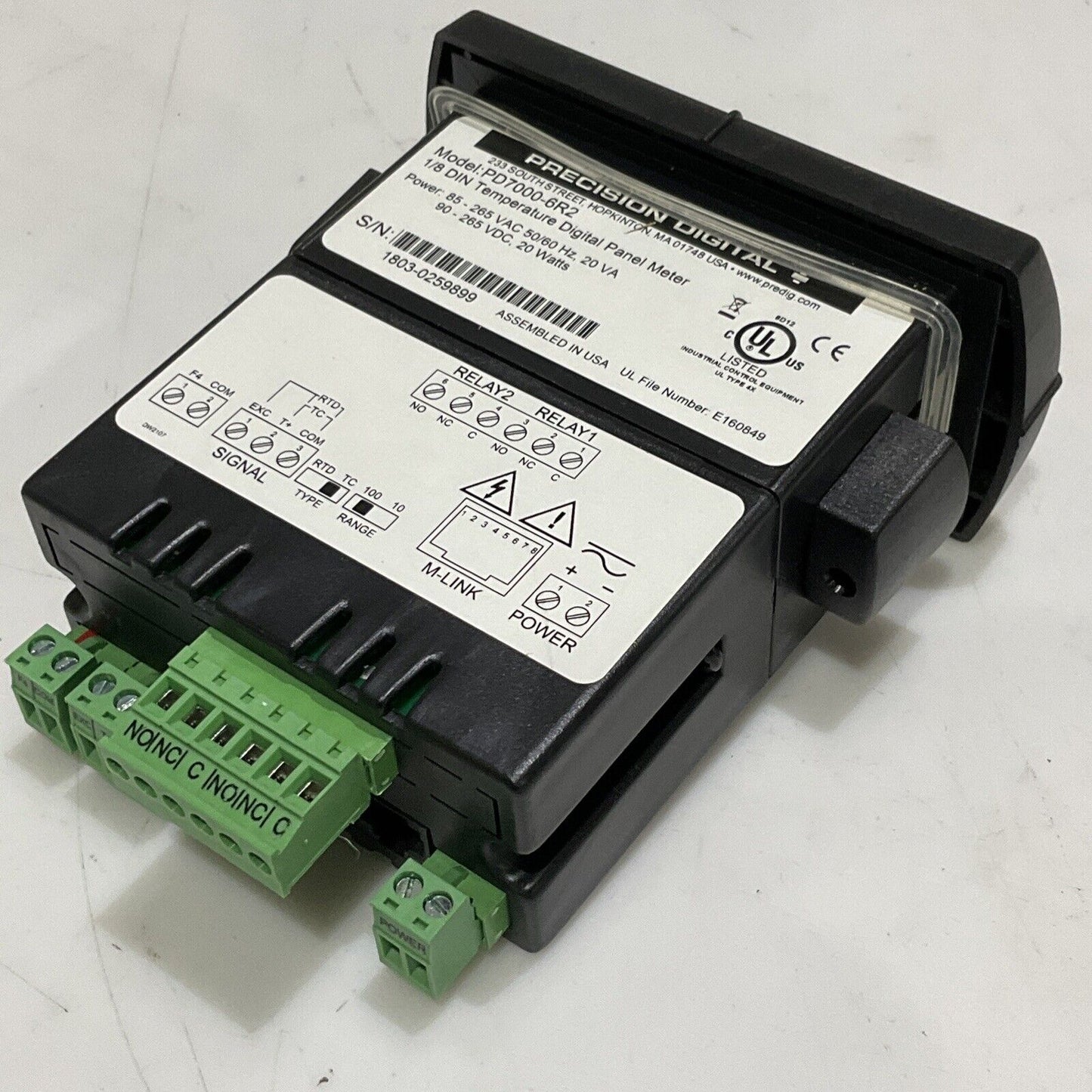 PRECISION DIGITAL PD7000-6R2 TEMPERATURE DIGITAL PANEL METER 85-265 VAC 373