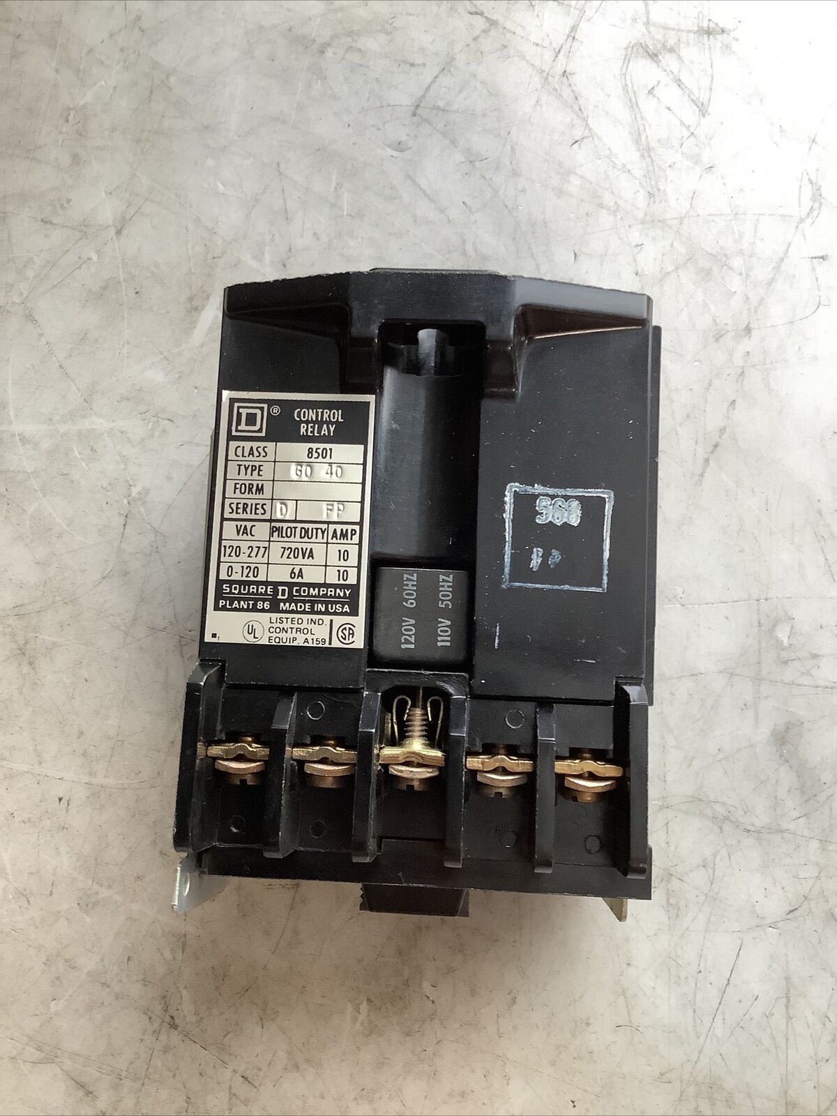 SQUARE D 8501 GO-40 AC CONTROL RELAY 4 NO 373