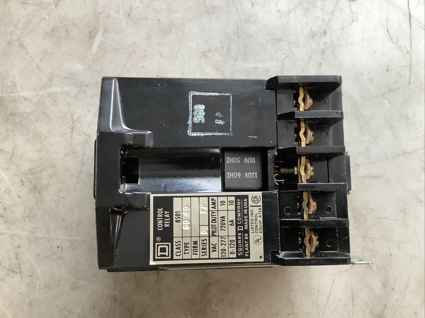 SQUARE D 8501 GO-40 AC CONTROL RELAY 4 NO 373